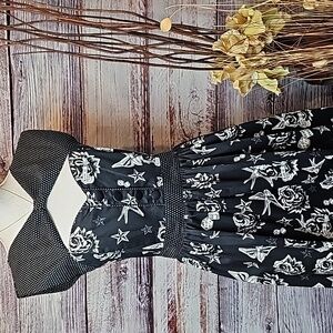 NEW LIVING DEAD SOULS BLACK & WHITE ROCKABILLY COTTON DRESS